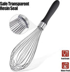 18/8 Stainless Steel Balloon Whisk, Doosu Kitchen Whisk for Cooking Handheld Egg Beater with Rust-Proof Sturdy Wires & Non-Slip Silicone Handle for Beating, Stirring, Blending (12 Wires, Black)