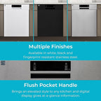 Kenmore 24" Built-in Stainless Steel Tub Dishwasher EasyFlex 3rd, SmartWash, UltraWash Plus, TurboDry, and MoreSpace Adjustable Rack, Energy Star Certified, White