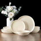 AmorArc Ceramic Dinnerware Sets,Handmade Reactive Glaze Plates and Bowls Sets,Highly Chip and Crack Resistant | Dishwasher & Microwave Safe Dishes Set, Service for 4 (12pc)