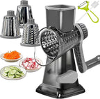 Cheese Grater Rotary Cheese Grater,Versatile Cheese Shredder,Blades for Shredding, Grating, Slicing,Cheese Shredder with Suction Base and Cleaning Brush Kitchen Gift (gray)