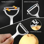 MAD SHARK Ultra Sharp Vegetable Peelers for Kitchen Fruit Apple Potato Peelers,Design with Ergonomic Non-Slip Handle, Y-Shaped Stainless Steel Serrated（Flat&Serrated Blade 2pc）