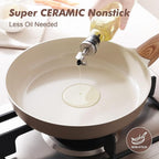 SENSARTE Ceramic Nonstick Frying Pan Small Skillet 8Inch Non Stick Omelette Pans, Non-toxic Healthy Kitchen Cooking Chef's Pan, Free of Intentionally Added PFOA/PFAS/PTFE, Induction Compatible, Taupe
