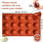 2-Pack 15-Cavity Silicone Baking Molds | Non-Stick Semi Sphere Molds for Jelly, Chocolate & Cake | BPA-Free Food Grade (Round/Half Sphere) by ENBRWAS