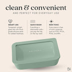 Ceramic Coated Glass Food Storage Container | No PTFE, PFOA, PFAS, and BPA | Reusable Non Toxic Meal Prep Container with Glass Lid | Easy To Store | 5 Cup Square [Willow]