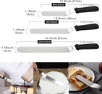 Icing Spatula, Cake Spatula, Frosting Spatula Set - 6", 8", 10" Stainless Steel Offset Spatulas with Non-Slip Handle & 3 Cake Scrapers, Angled Baking Decorating Tools