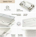 Ceramic Bakeware Set, Porcelain Rectangular Lasagna Pans Casserole Dish Set for Baking, Cooking, Kitchen, Cake Dinner, Banquet and Daily Use, Stackable Nesting, 3 PCS (cream white)