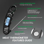 Digital Meat Thermometer，Instant Read Food Cooking Thermometer for Grilling，Waterproof Steak Thermometer for Kitchen and Outside, BBQ, Turkey, Candy, Liquids, Beef