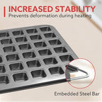 2-Piece 48 Cup Steel Mini Muffin Pan – Non-Stick Bakeware Mini Cupcake Tin(Square