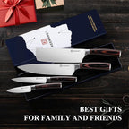 KEEMAKE Kitchen Knife Set of 4pcs - Sharp Kitchen Knives High Carbon Stainless Steel Blade, Chef Knife Set Pakkawood Handle Knives Set for Kitchen, w/Elegant Gift Box