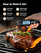 Instant Read Meat Thermometer Digital for Cooking & Grilling with Dual Probe, Big Backlit & Calibration, Food Thermometer for Grill, Smoker, BBQ, Oven, Oil Fry, Outdoor Kitchen Appliances