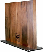 Coolina Walnut Magnetic Knife Holder, Elegant Design Knives Block Stand, Multifunctional, Double Side Magnets with Steel Base