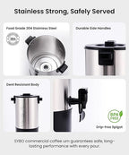 SYBO 6L Commercial Coffee Maker, Stainless Steel Coffee Urn With Cool-Touch Handles, Electric Coffee Pot Hot Beverage Dispenser, Quick-Brewing Coffee Urn, For Events,Party & Catering - 45 Cup