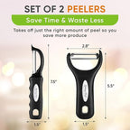 Spring Chef Swivel Vegetable Peeler & Y Potato Peeler for Kitchen with Soft Grip Handles and Ultra Sharp Stainless Steel Blades, Perfect for Veggie, Fruit, Carrot, Apple - Dishwasher Safe - Black