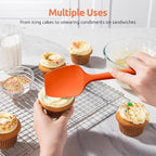 U-Taste Silicone Spoon Spatula Set, 600ºF High Heat Resistant Food Grade Flexible Rubber Scraper, Integrated Cooking Mixing Baking Kitchen Utensils Set of 3 for Nonstick Cookware (Orange)