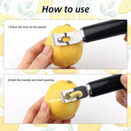 2Pcs Silver Stainless Steel Channel Knife Lemon Peeler,Professional 2 in 1 Cocktail Garnish Tool Set,Ultra Sharp Zester for Citrus Fruits Orange Lemon Rind Peeling Bar Kitchen Accessories
