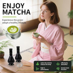 Resin Matcha Whisk Traditional Japanese Chasen Matcha Tea Whisk Gifts for Tea Lovers Reusable Plastic Matcha Whisk for Authentic Tea Preparation (Black+Black)
