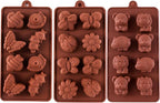 Silicone Molds Non-stick Chocolate Candy Mold,Soap Molds,Silicone Baking mold Making Kit, Set of 3 Forest Theme with Different Shapes Animals,Lovely & Fun for Kids