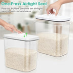 TBMax Large Rice Container 25 Lbs with Easy-Carrying Handles -12.7 Qt Flour Storage Container with Pop Up Lid & Hanging Hooks for Cleaner Use, Airtight Food Storage Bin for Kitchen Organization