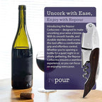Repour 3 in 1 Corkscrew- Professional Wine Bottle Opener with Serrated Foil Cutter and Bottle Opener- Manual Wine Key for Bartenders, Servers, Waiters, and Wine Enthusiasts (Rosewood)