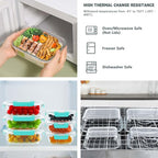 KAMOTA Glass Food Storage Containers, 10 Pack Glass Meal Prep Containers, Airtight Containers with Snap-Lock Lids, 34 oz and 13 oz green Container Set with Lids, for Microwave/Oven/Freezer