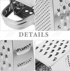 1pc Stainless Steel Vegetable Grater Portable Metal Grater 4-Sided Cheese Grater with Handle for Kitchen Restaurant (6inch)