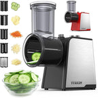 Electric Cheese Grater,300W DC Motor Salad Maker,Electric Slicer Shredder with 5 Different Shapes of Blades,Electric Vegetable Cutter for Potato,Carrot,Black
