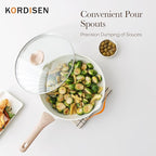 Kordisen Ceramic Non Stick Frying Pans Skillet with Lid, 9.5 Inch Ceramic Frying Pan Nonstick for Cooking Non Toxic, Healthy Induction Cookware, Heat Resistant Handle, PFOA & PFAS Free