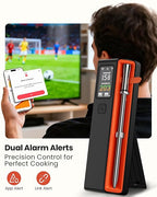 Wireless Bluetooth Smart Meat Thermometer: ±0.5°F Precision, 1 Probe with 6 Sensors - WiFi Thermometer NIST Certified Accuracy, LED Smart Base, Long-Range for BBQ, Oven, Smoker, Rotisserie