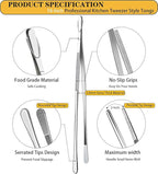 JETKONG 16-Inch Fine Tweezer Tongs Extra-Long Cooking Tweezer Stainless Steel Kitchen Tweezers (Round-Tips)