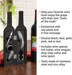 Let's Make Memories Personalized Photo 5-Piece Wine Tool Set - Wine Bottle Opener - Black