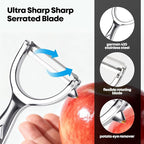 5-in-1 Vegetable Fruit Peeler Set, Y & I-Shaped Stainless Steel Blades with Ergonomic Non-Slip Handle, Sharp Kitchen Peeler for Fruits Carrots Potatoes (2-Pack)