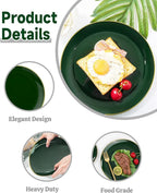 PULOTE 200PCS Green Plastic Plates - Heavy Duty Green Disposable Include 100 Each (10 inch Dinner & 7 inch Dessert) Plates for Christmas Party