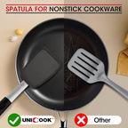 Unicook Flexible Silicone Spatula, 600°F Heat Resistant Silicone Turner for Nonstick Cookware, Essential Kitchen Cooking Utensil, Ideal for Flipping Eggs, Pancake, Burgers, Crepes and More, Medium