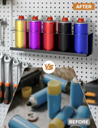 6 Pack Spray Can Holder Organizer, Wall-Mounted Steel Spray Bottle Rack, Tool Box Storage Rack, 5 Cans Metal Paint Can Organizer for Garage, Workspace, Shop, Home or Tool Trailer, Black