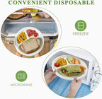 Vplus 100% Compostable Paper Plates, 600 Pack 9 Inch 3 Compartment Plates Disposable, Heavy Duty Biodegradable, Made of Sugar Cane Fibers, for Daily meals, Dinner, Parties, BBQ