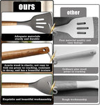 Kitchen Utensils Set, Silicone Cooking Utensils Set,Non-Stick Silicone Spatula Set with Natural Acacia Hard Wood Handle, 5 Piece, Upgraded Thickened Cookware
