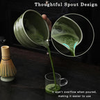 Matcha Set, Matcha Bowl with Spout, Matcha Whisk and Holder, Bamboo matcha Scoop and Stainless Sifter - 5 Pcs Jade Green Matcha Set Kit for Matcha Lover
