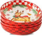 HASENSE Pasta Bowls Set of 4, 42 Ounce Ceramic Salad Serving Bowl for Kitchen,9.7 Inch Large Shallow Bowls for Pasta Soup Salad Dinners,Holiday Gatherings,Christmas, Dishwasher & Microwave Safe