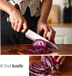 Black Knife Set with Wooden Block, 7 Pieces Sharp Knife Block Set with Stainless Steel Blade Ergonomic Handle, Dishwasher Safe Knives Set