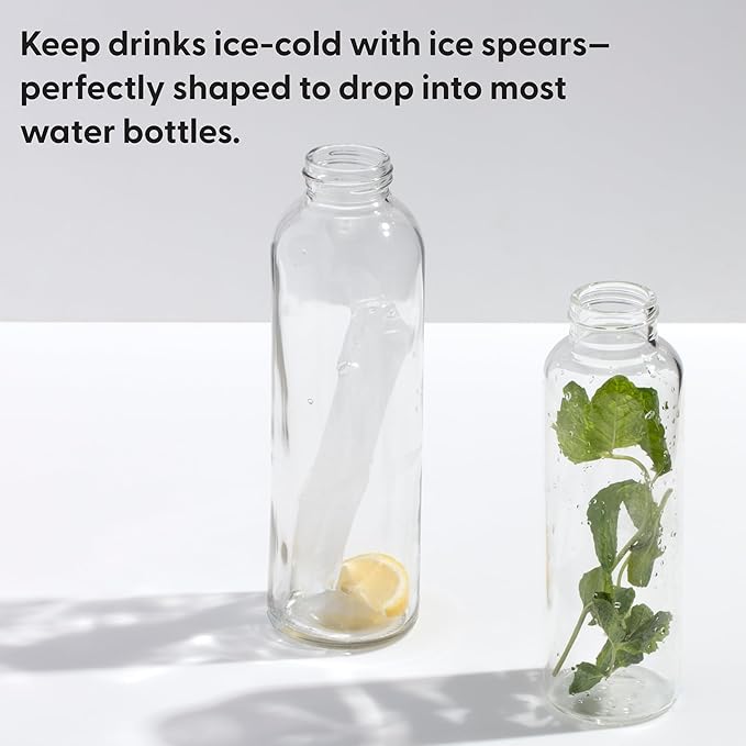 W&P Peak Silicone Water Bottle Ice Tray w/ Protective Lid | Charcoal| Easy to Remove Ice | Food Grade Premium Silicone | Dishwasher Safe, BPA Free