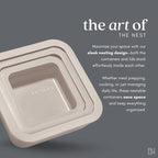 Ceramic Coated Glass Food Storage Container | No PTFE, PFOA, PFAS, and BPA | Reusable Non Toxic Meal Prep Container with Glass Lid | Easy To Store | 8 Cup Square [Crema]
