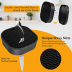 Ninonly Knife Block Without Knives 2 in 1 Universal Square Knife Holder for Kitchen with Scissors Slot Space Saving Detachable Kitchen Knife Storage