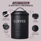 Kitchen Canister Set of 3 Sugar Coffee Tea with lids Food Storage, Black