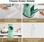 Rotary Cheese Grater Hand Crank, 5 in 1 Mandoline Vegetable Slicer - 5 Sets of Blades,Strong Suction Base&Easy to Clean - Kitchen Cheese Grater Shredder with Handle for Fruit,Vegetable,Nuts