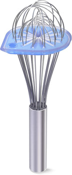 Whisk Wiper - Wipe a Whisk Easily - Multipurpose Kitchen Tool, Made In USA - Includes 11" Stainless-Steel Whisk - Cool Baking Gadget, A Great Gift For Men and Women (Color: Glass Blue)