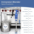 TK Commercial Immersion Blender, 500 Watt/.5 HP Variable Speed Motor, 16,000 RPM Heavy Duty with Performance Assurance - 18"