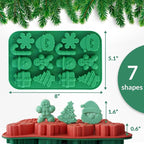 HKNMTT Christmas Silicone Chocolate Molds, 2 PCS Candy Baking Moulds, 3D Snowflake Cane Snowman Xmas Tree Gingerbread Man Santa Claus Gift Box Shape Mold for DIY Handmade Soap Candles Jello