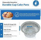 Angel's Peel Lounge Disposable Ramekins - Durable cup cake pans for baking - Aluminum Foil Ramekin for Tart, Appetizer-Utility, Muffin, Souffle, or Creme Brulee – 4 oz – pack of 50
