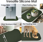 Silicone Coffee Maker Mat with Lip, 24'' x 16'' Heavy Duty Coffee Maker Mat for Countertops, Coffee Tray Fit Under Coffee Machine Appliance Automatic Machines Espresso Accessory, Dark Olive