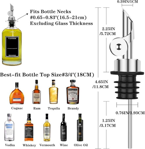 4 Pcs Olive Oil Dispenser, Speed Liquor Pour Spout with Flip Top, Stainless Steel Auto Pour Spouts for Liquor, Oil, Vinegar, Syrup and Other Liquid Bottles